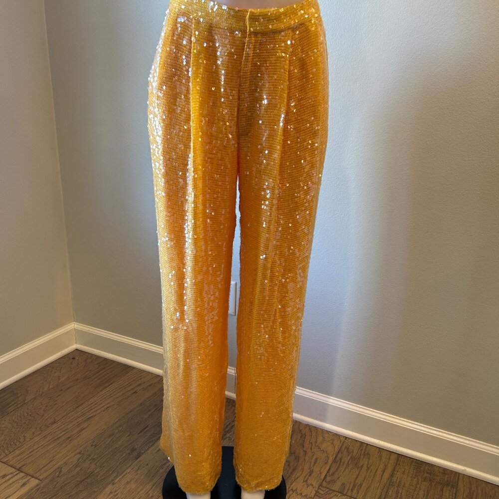 LAPOINTE Pleated Sequined Crepe Straight-Leg Pants